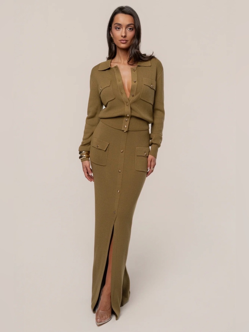 OLIVE FALL BLISS MAXI SKIRT